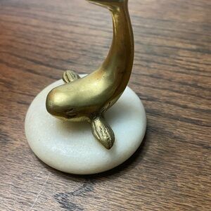 Solid Brass whale Figurine on marble Base